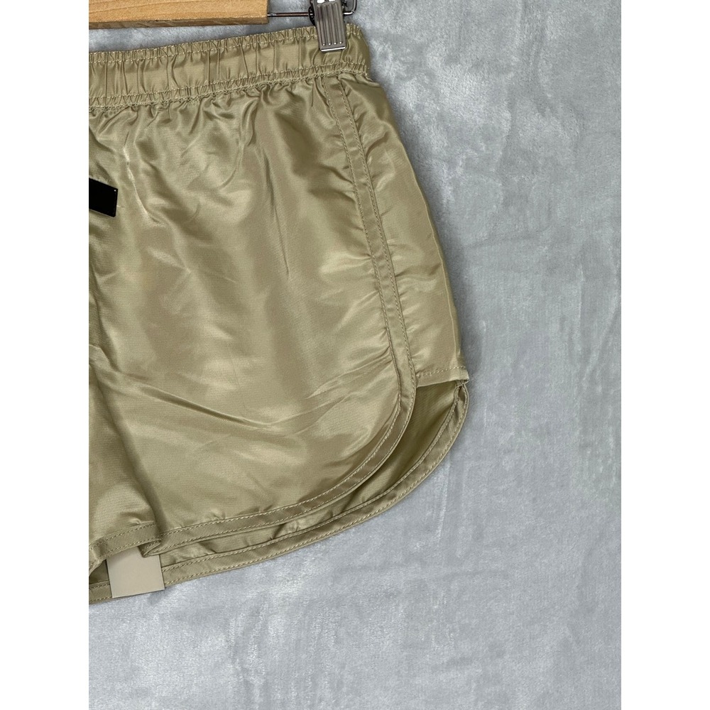 NWT Fear of God Essentials Women Nylon Running Shorts Harvest Tan Logo Medium - Picture 3 of 10